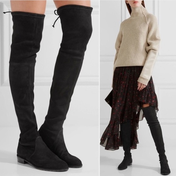 Stuart weitzman lowland over the knee OTK black suede boot size 5 - Picture 2 of 16